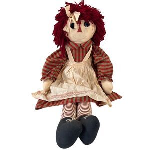 3PC Vintage Raggedy Ann & Andy Primitive Fabric Dolls  (Set of 3)